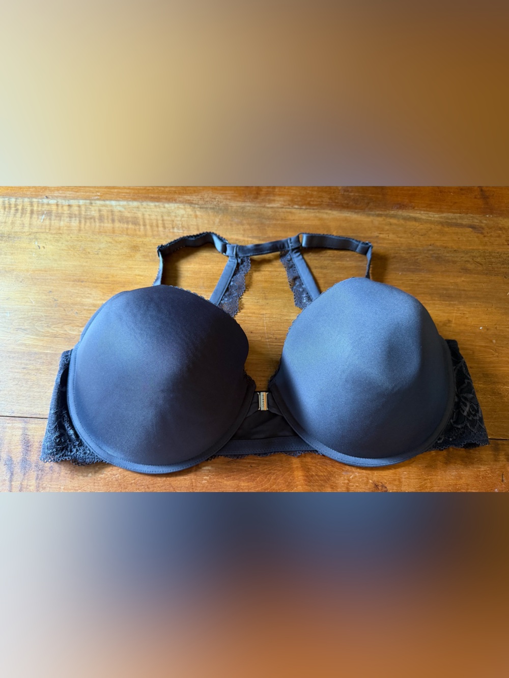 Torrid Dark Gray Lace-Trim Underwire Front Closure Bra